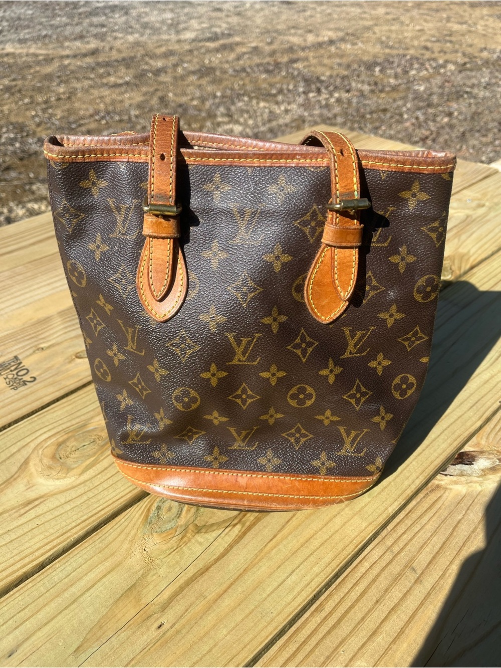 Louis Vuitton Monogram Small Bucket Bag in Brown and Tan